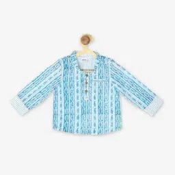Fabindia Kids Blue Printed Short Kurta-picture-31