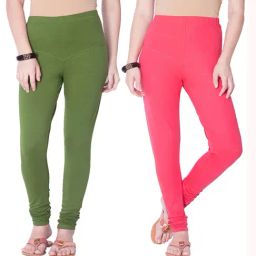Dollar Missy Moss Green & Hot Pink Cotton Leggings (Pack of 2)-image-91