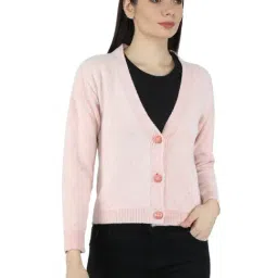 Monte Carlo Pink Self Design Open Front Cardigan-21