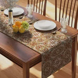 Petal Home Alhambra Beige & Orange Cotton Table Runner-picture-42