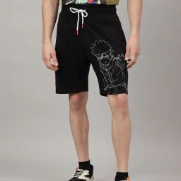 Free Authority Black Regular Fit Naruto Printed Shorts-29