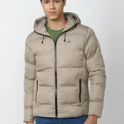 Peter England Casuals Grey Regular Fit Hooded Jacket-16