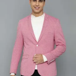 Louis Philippe Sport Pink Cotton Slim Fit Self Pattern Blazer-image-10