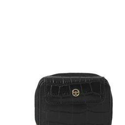 Eske Black Animal Effect Zip Around Wallet for Women-image-96