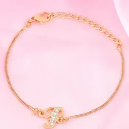 Estele Gold-Plated P Letter Bracelet with Crystals for Women-29