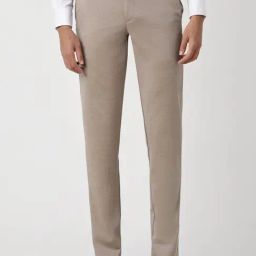 Van Heusen Beige Slim Fit Self Pattern Trousers-image-56