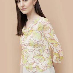 Code By Lifestyle Off White Regular Fit Printed Top image 3