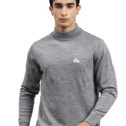 Monte Carlo Grey Wool Blend Regular Fit Solid Pullover image 5