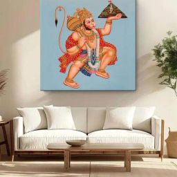 999Store Multicolor Canvas Hanuman Carrying The Sanjeevani Mountain Painting-34