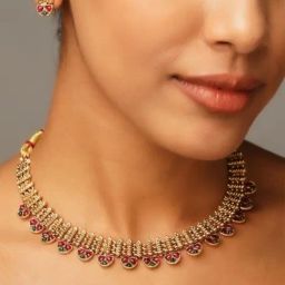 Abdesigns Gold-Tone Plated Choker Temple Necklace & Earring Set-20
