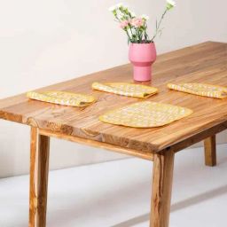freedom tree Dash Dash Cotton Heavy Slub Mellow Yellow Print & Pattern Table Mats -Set Of 4 image 2