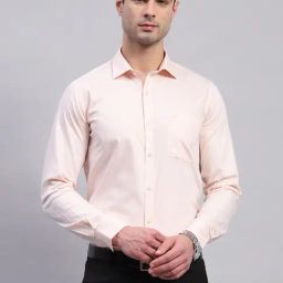 Monte Carlo Peach Cotton Regular Fit Shirt-image-47