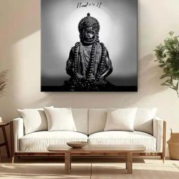 999Store Grey Canvas Hanuman Statue With Sanskrit Inscription Painting-image-82