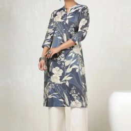 Soch Navy Blue Floral Print Kurta-image-9