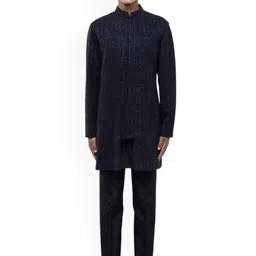 SDS By Kushal Shah Stitchline Deconstructed Embroidered Sherwani Set-image-12