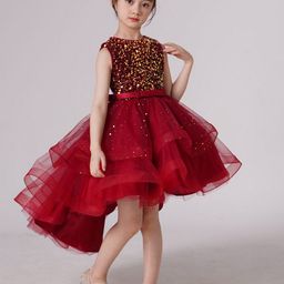 JC SPARKLE Girls Embellished Pleated Fit & Flare Dress-image-11