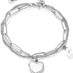 MYKI Stainless Steel Silver-Plated Artificial Stones Studded Charm Bracelet-image-94