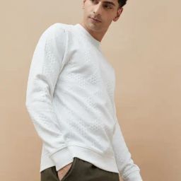Code By Lifestyle White Regular Fit Self Pattern Sweatshirt image 3