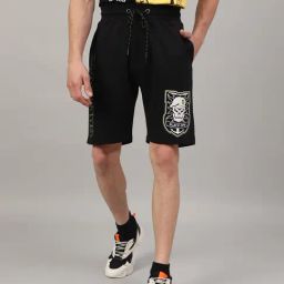 Free Authority Black Slim Fit Call Of Duty Printed Shorts-image-0