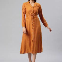 Cottinfab Yellow A Line Dress-18