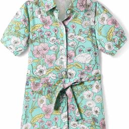 CrayonFlakes Floral Print Puff Sleeve Shirt Dress-image-18