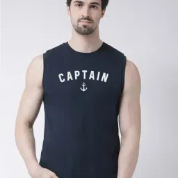 Friskers Navy Slim Fit Graphic Print Sleeveless T-Shirt-picture-35