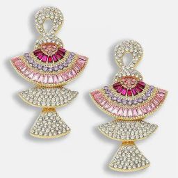 Sohi Gold Plated Party Designer Stone Dangler Earrings-image-17