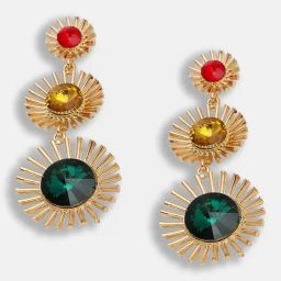 Sohi Gold Plated Party Designer Stone Dangler Earrings-image-82