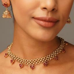 Abdesigns Gold-Tone Plated Temple Choker Necklace & Earring Set-17