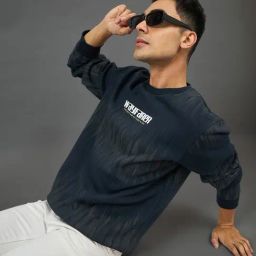 Club York Navy Fleece Regular Fit Print Sweatshirt-image-113