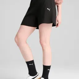 Puma Black Essentials Elevated High Rise Rib High Rise Regular Fit Short-picture-26