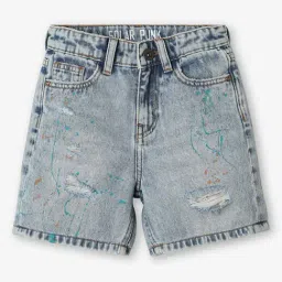 Ed-a-Mamma Kids Blue Distressed Denim Shorts-picture-35