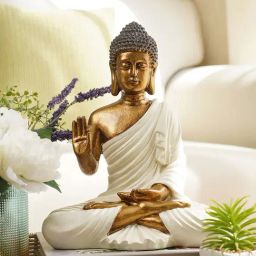 Pure Home and Living Ivory & Gold Polyresin Buddha Idol-image-14