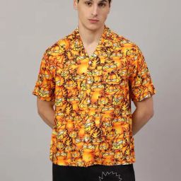 Free Authority Orange Regular Fit Garfield Printed Shirt-image-91