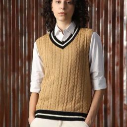 High Star Brown Self Design Sweater-image-33