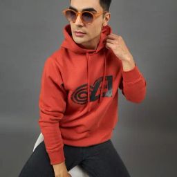 Club York Rust Fleece Regular Fit Print Sweatshirt-11