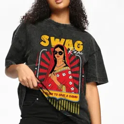Bewakoof Black Oversized Graphic T-Shirt-picture-35