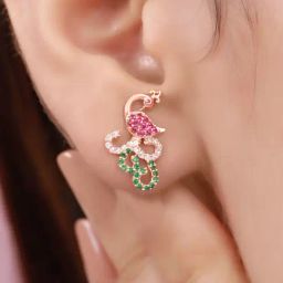 Zavya Radiant Peacock Rose Gold Plated 925 Sterling Silver Earrings-image-92