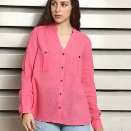 High Star Pink Cotton Relaxed Fit Shirt-picture-31