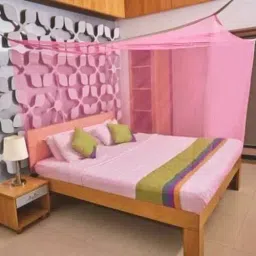 Kalibar 2x2 m Rectangular Mosquito Net for Double Bed (Pink)-11