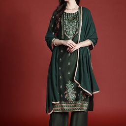 Anouk Tyohaar Collection Printed Straight Kurta with Palazzos & Dupatta-picture-2