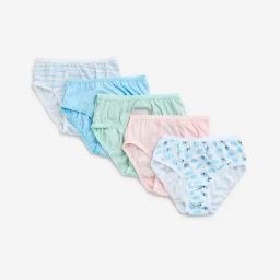 HOP Kids by Westside Light Blue Printed Cotton Briefs - Pack of 5-image-73