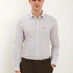 Allen Solly White Cotton Slim Fit Printed Shirt-image-64