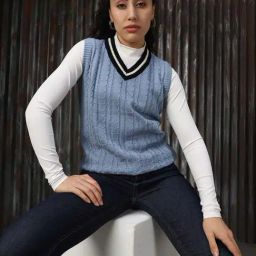 High Star Blue Self Design Sweater-picture-47