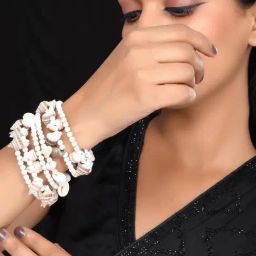VOJ Women Silver Tone White artificial beads bracelet for Women-27