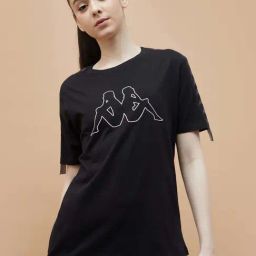 Kappa Black Cotton Regular Fit T-Shirt-image-42