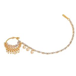 Saraf Rs Jewellery Gold Plated Ad & Pearl Studded Handcrafted Nose Ring-23