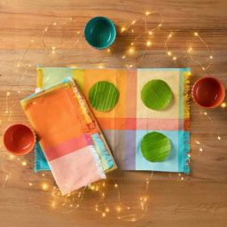 freedom tree Modish Madras Woven Cotton Multi-Colored Print & Pattern Table Mats -Set Of 4 image 2