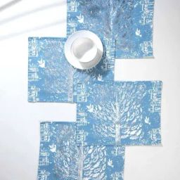freedom tree Kadamba Cotton Duck Soft Blue Print & Pattern Table Mats -Set Of 4 image 2