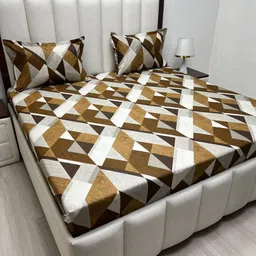 Pure Decor Velar Sib Brown Printed Pure Cotton 250 TC King Bedsheet Set 2.74m X 2.74m-picture-24